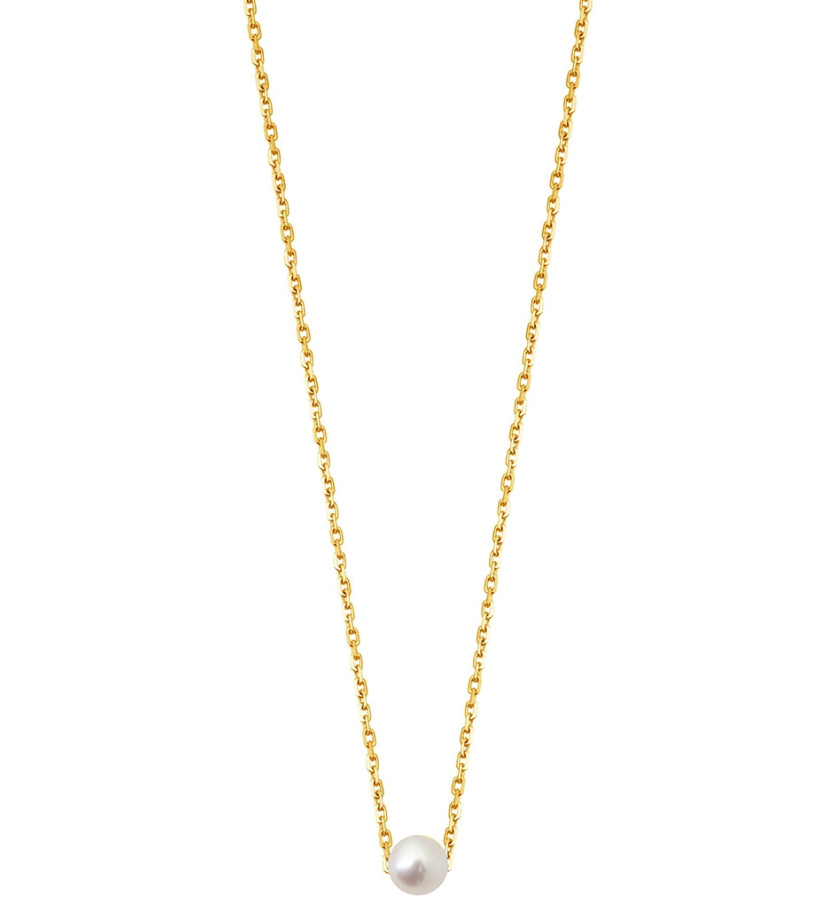 Collier Claverin Simply or jaune perle blanche