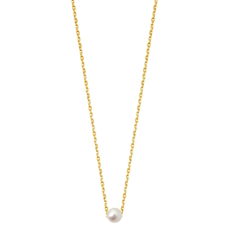 Collier Claverin Simply or jaune perle blanche