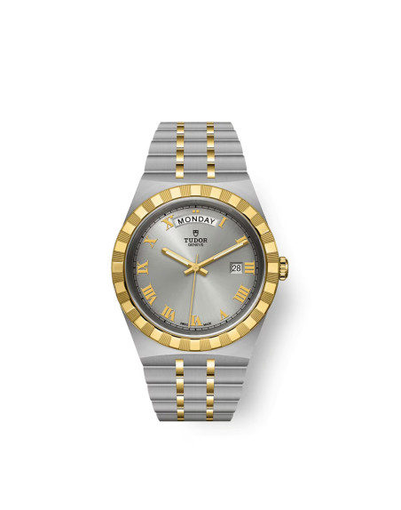 Montre Tudor Royal 41 mm automatique cadran argenté boîtier acier bracelet en acier et or jaune 18 carats