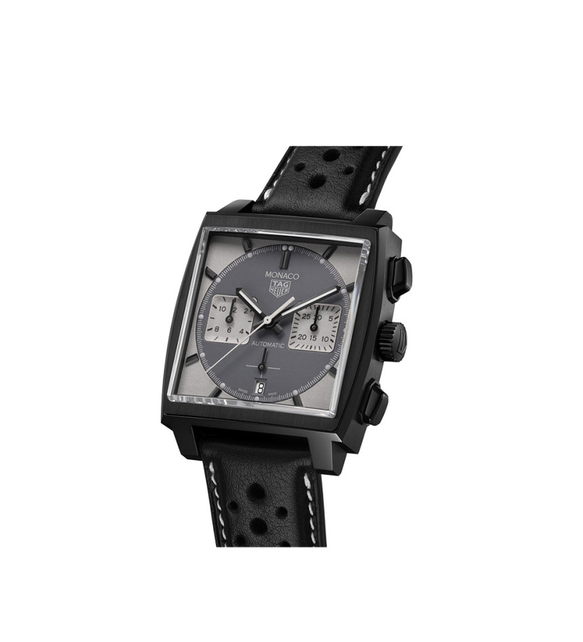 Montre TAG Heuer Monaco Night Driver Chronographe Automatique Cadran gris Bracelet noir 39 mm