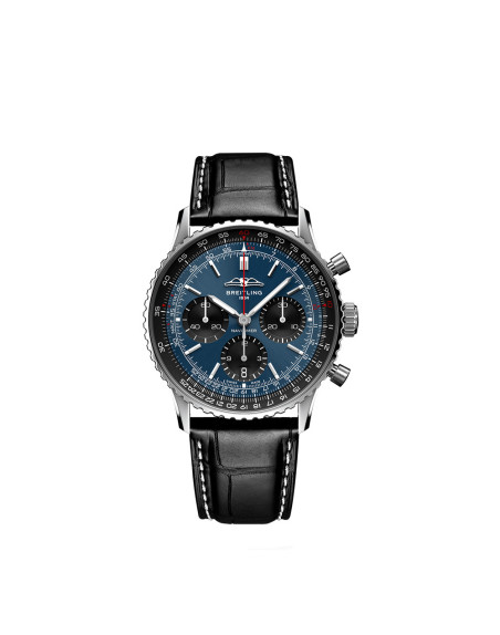 Montre Breitling Navitimer B01 Chronograph cadran bleu bracelet en cuir d'alligator noir 41mm