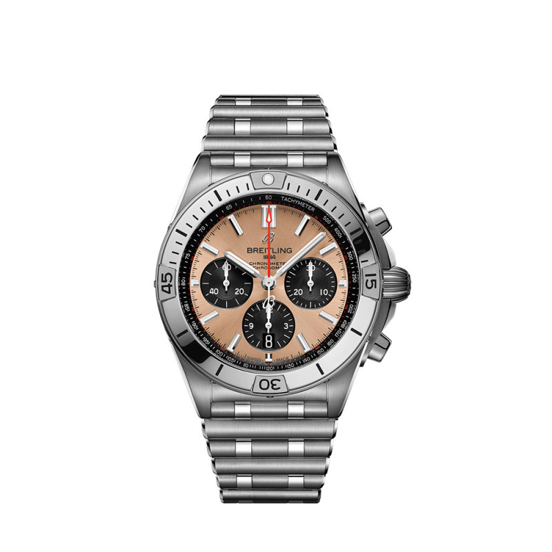 Montre Breitling Chronomat B01 automatique cadran cuivre bracelet en acier rouleaux 42 mm