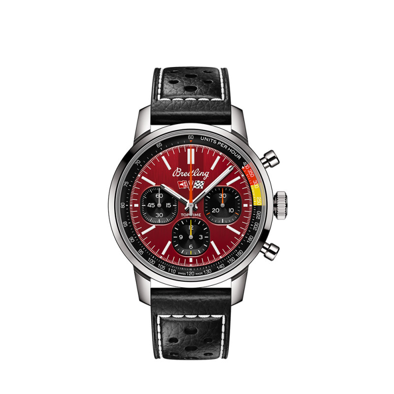 Montre Breitling Top Time B01 Chevrolet Corvette automatique cadran rouge bracelet cuir noir 41 mm