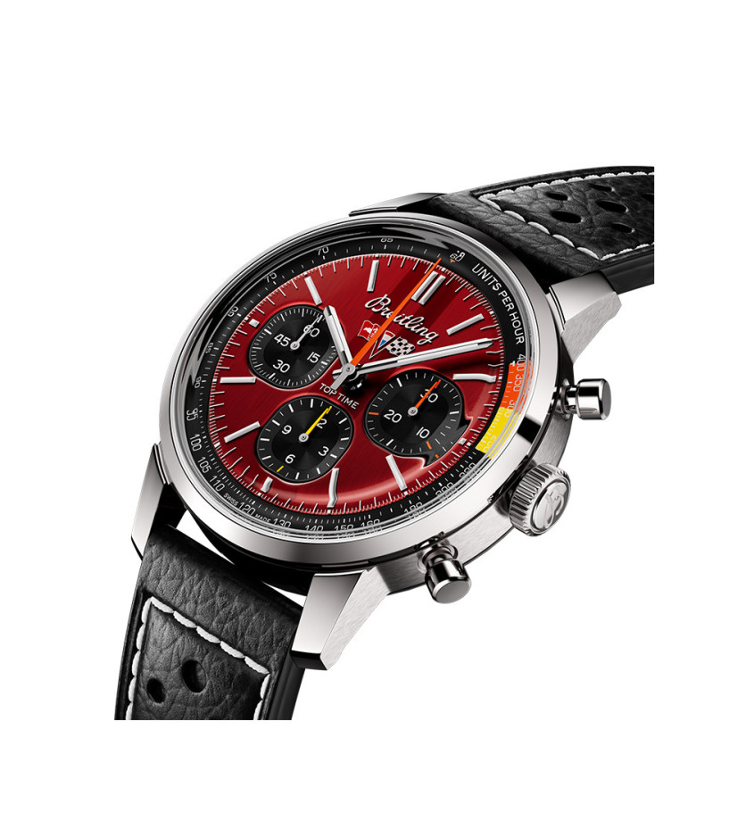 Montre Breitling Top Time B01 Chevrolet Corvette automatique cadran rouge bracelet cuir noir 41 mm