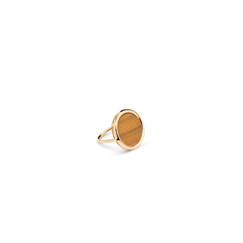 Bague Ginette NY Disc Ring or rose oeil de tigre