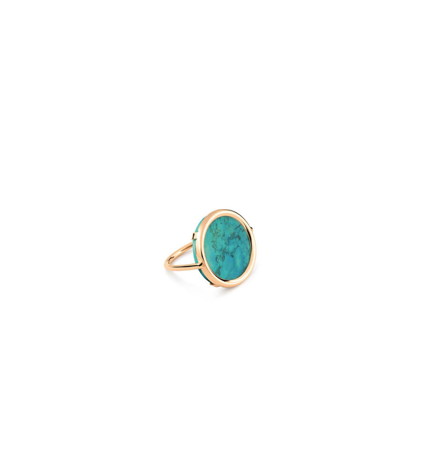 Bague Ginette NY Disc Ring or rose turquoise