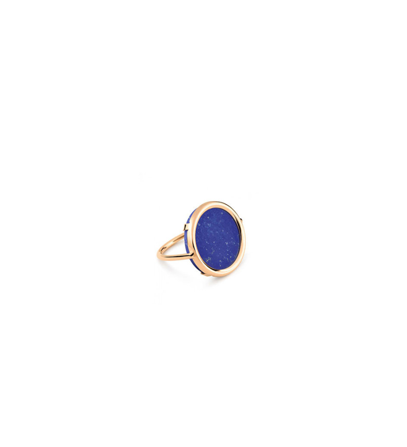 Bague Ginette NY Disc Ring or rose lapis lazuli