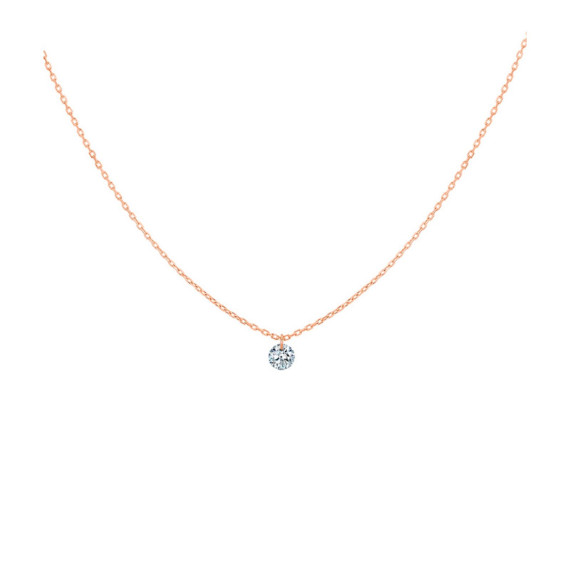 Collier La Brune et La Blonde 360° or rose diamant solitaire