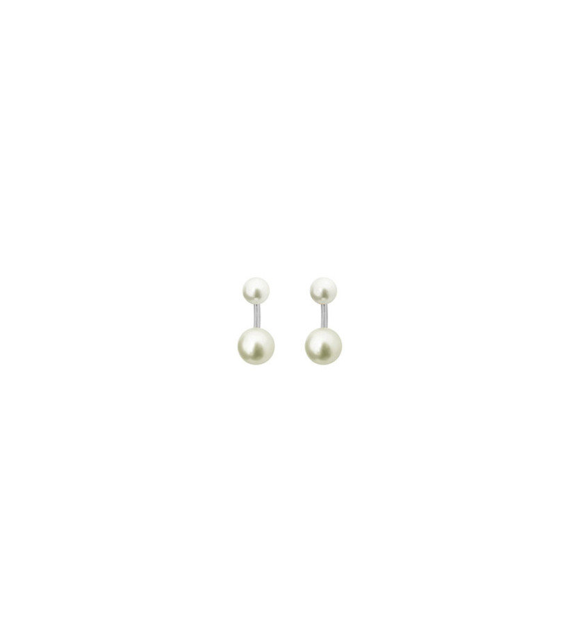 Boucles d'oreilles Claverin Le Jonc or blanc perles blanches