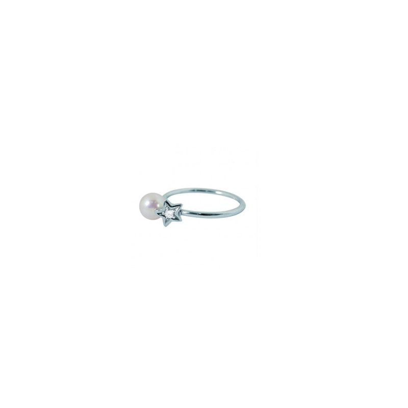 Bague Claverin Diamond Star or blanc perle blanche étoile diamant