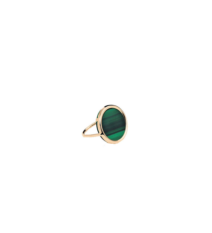 Bague Ginette NY Disc Ring or rose malachite