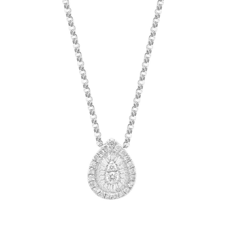 Collier poire or blanc diamants