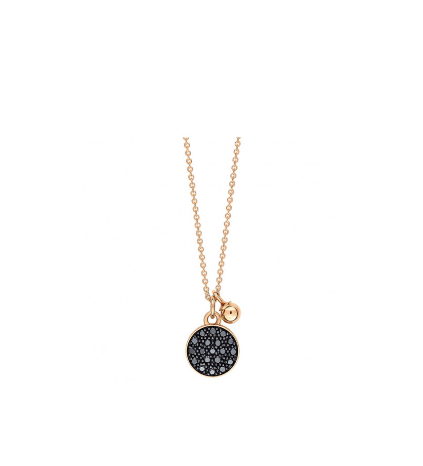 Collier Ginette NY Mini Ever Disc on chain or rose diamants noirs