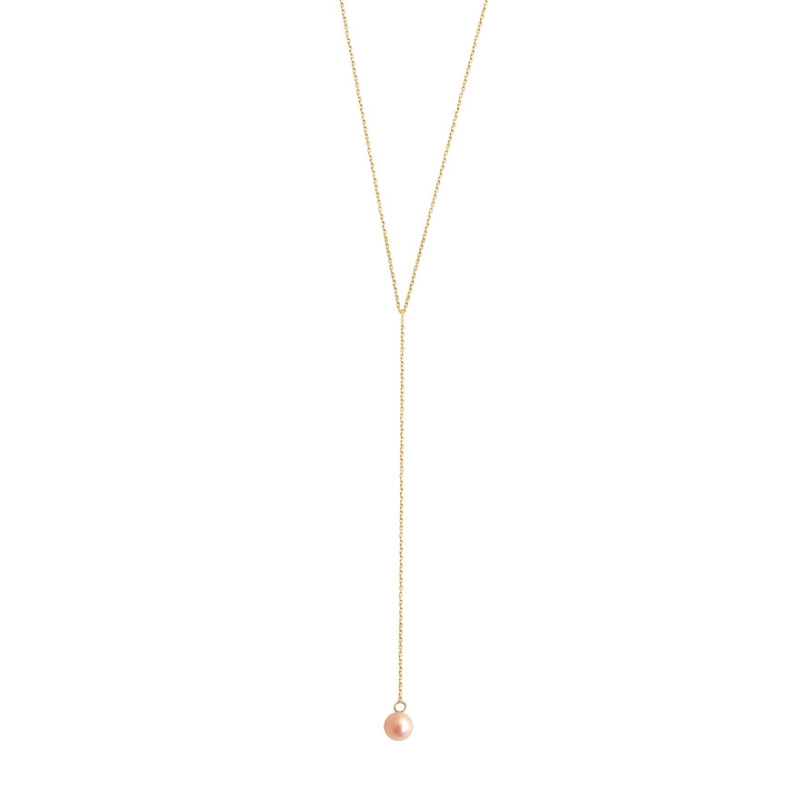 Collier Claverin Lasso or jaune perle rose