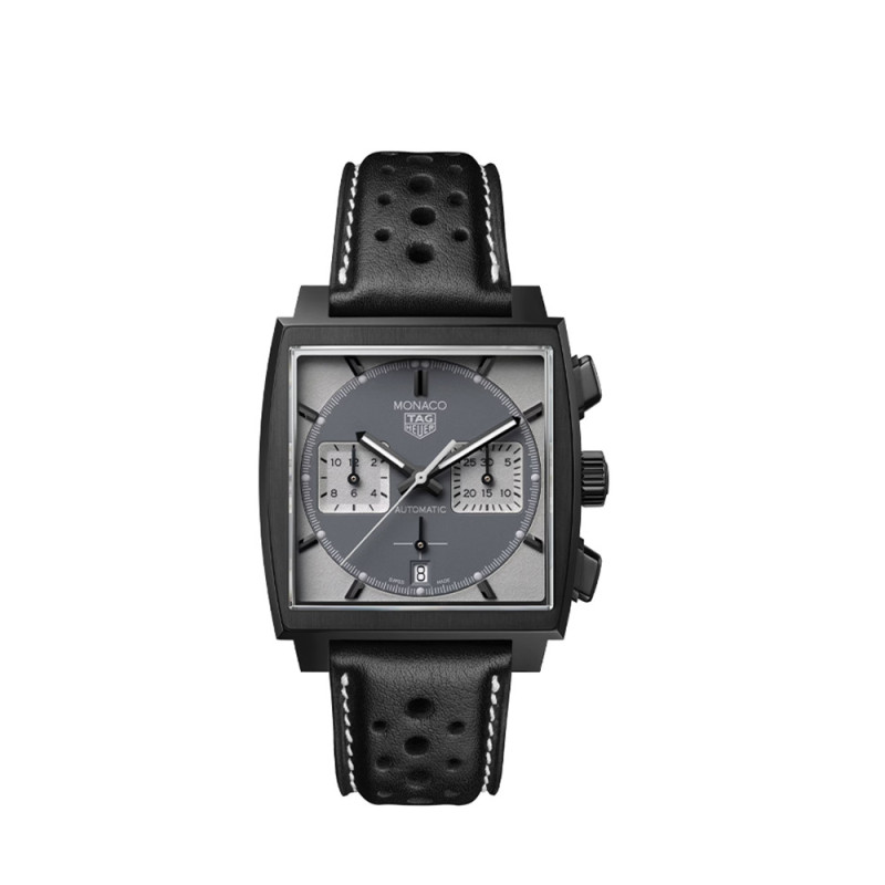 Montre TAG Heuer Monaco Night Driver Chronographe Automatique Cadran gris Bracelet noir 39 mm