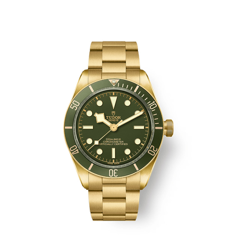 Montre Tudor Black Bay 58 automatique cadran vert bracelet or jaune 18K 39 mm