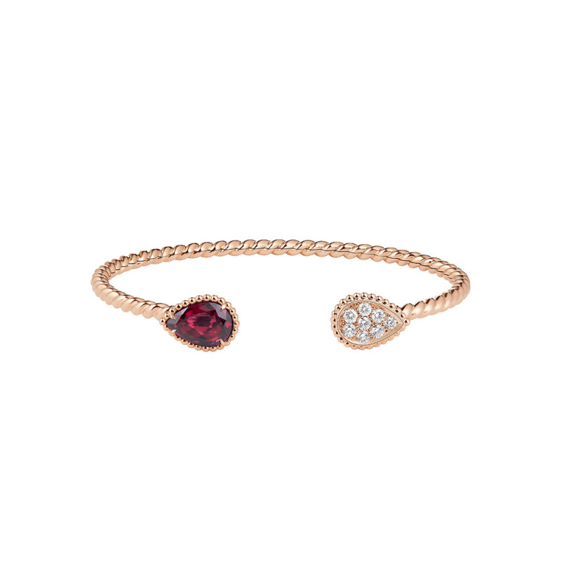 Bracelet Boucheron Serpent Bohème double motif S or rose 18K et diamants