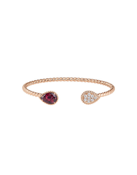 Bracelet Boucheron Serpent Bohème double motif S or rose 18K et diamants