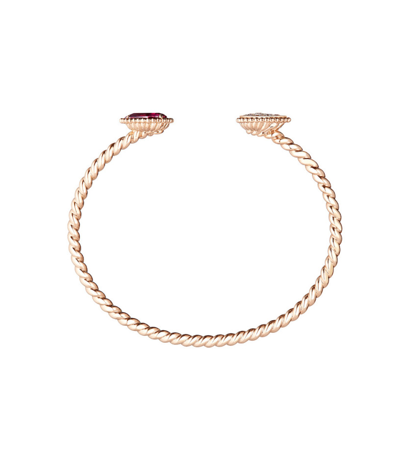 Bracelet Boucheron Serpent Bohème double motif S or rose 18K et diamants