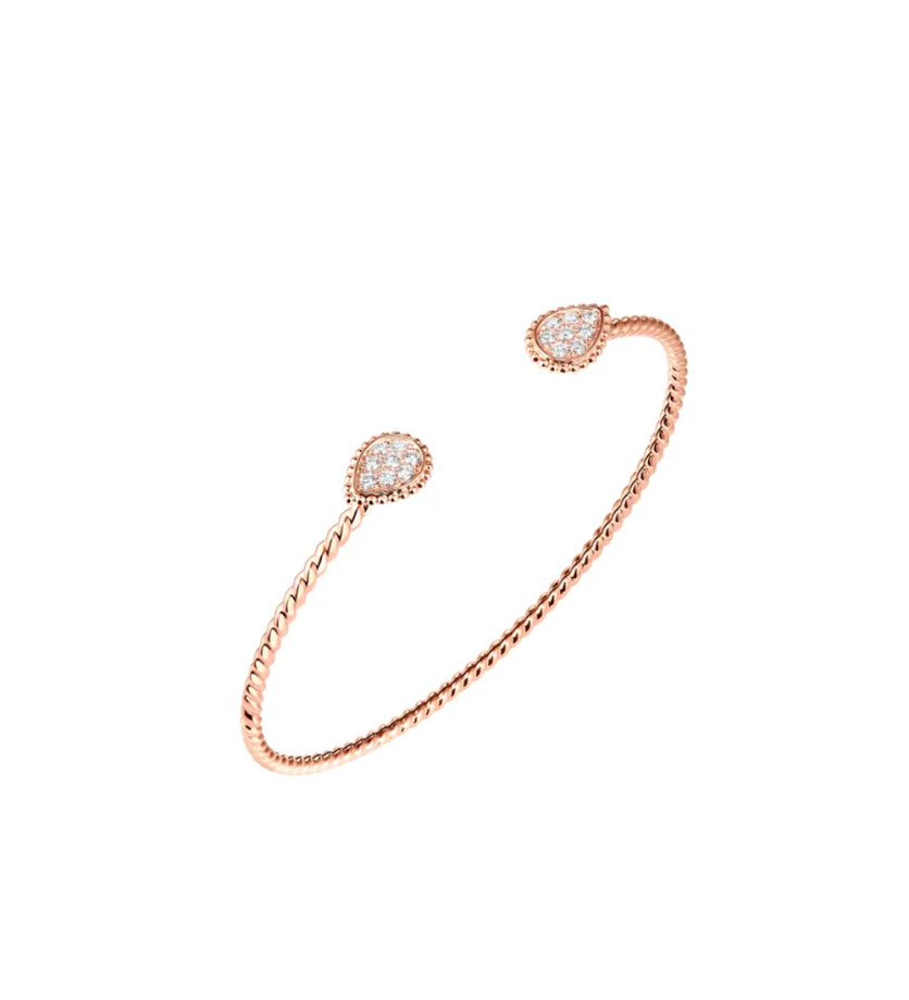 Bracelet Boucheron Serpent Bohème double motif XS or rose 18K et diamants