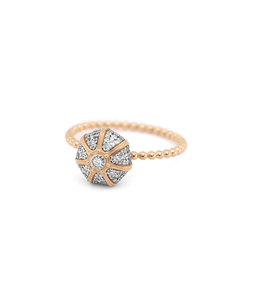 Bague Oursin Maria Battaglia or rose diamants Mini Modèle