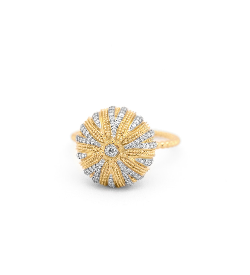 Bijoux Bague Oursin Maria Battaglia Acqua or jaune diamants Grand Modèle