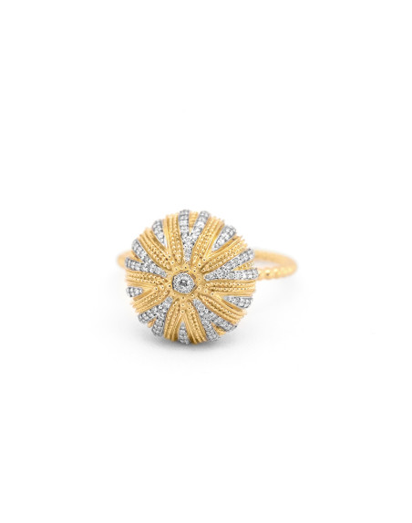 Bijoux Bague Oursin Maria Battaglia Acqua or jaune diamants Grand Modèle