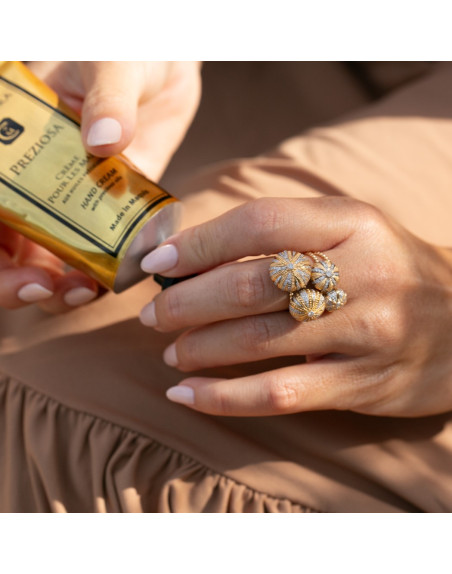 Bijoux Bague Oursin Maria Battaglia Acqua or jaune diamants Grand Modèle