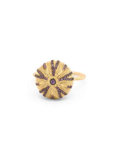 Bague Oursin Maria Battaglia or jaune tanzanites Grand Modèle