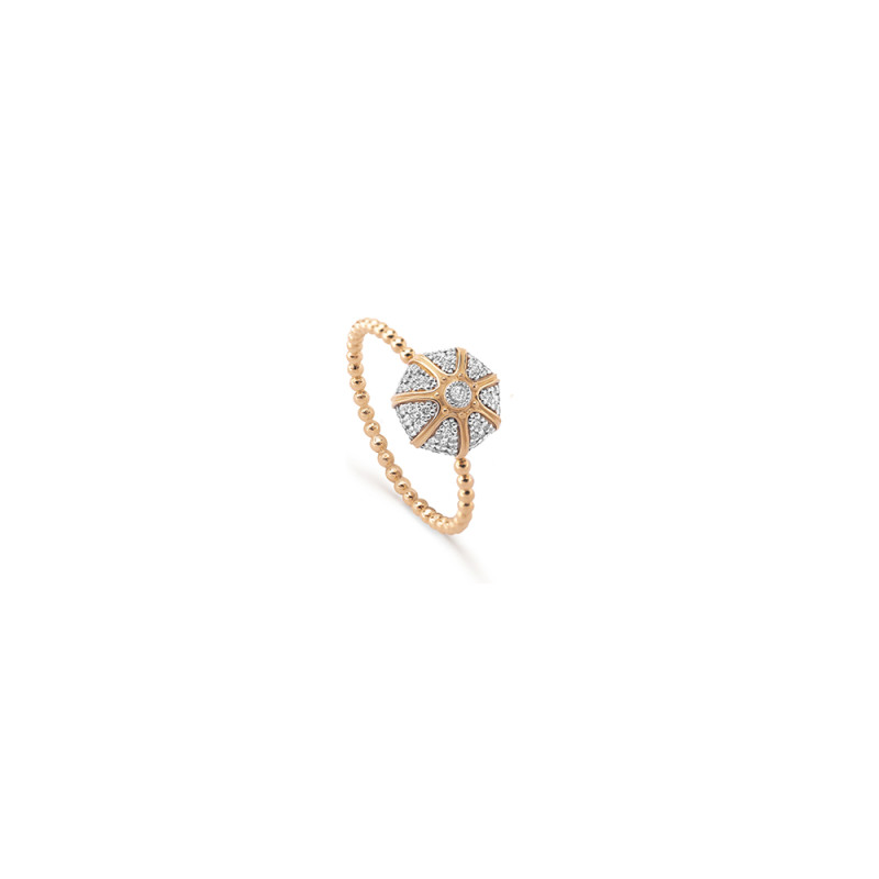 Bague Oursin Maria Battaglia or rose diamants Mini Modèle