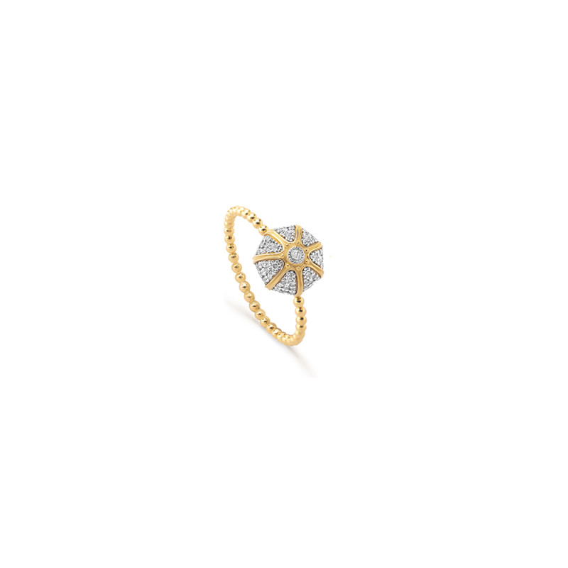 Bague Oursin Maria Battaglia or jaune diamants Mini Modèle