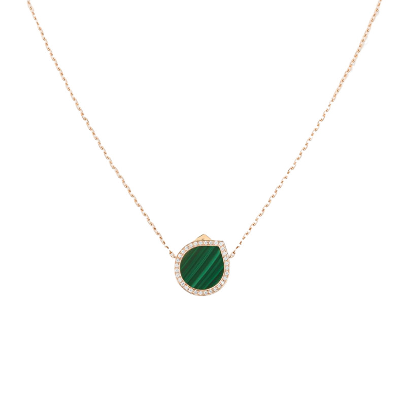 Collier Repossi Antifer or rose pavé diamant malachite