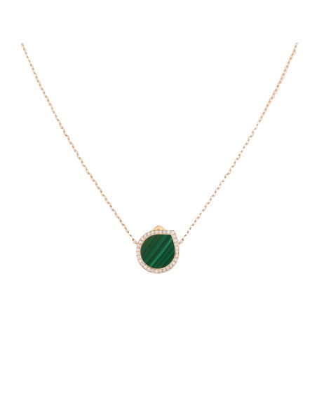 Collier Repossi Antifer or rose pavé diamant malachite