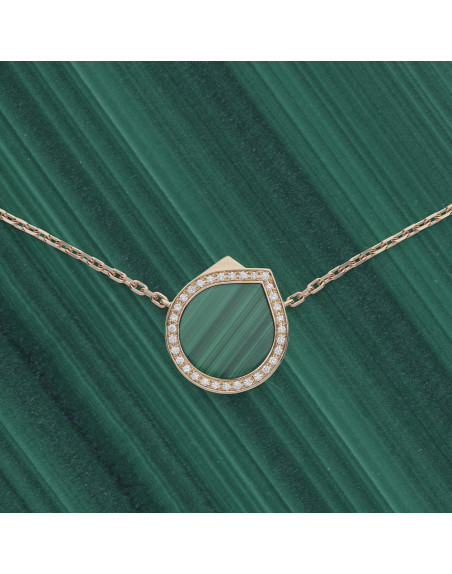 Collier Repossi Antifer or rose pavé diamant malachite