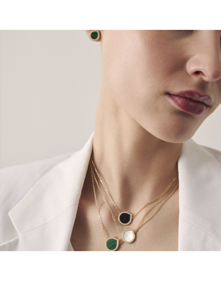 Collier Repossi Antifer or rose pavé diamant malachite