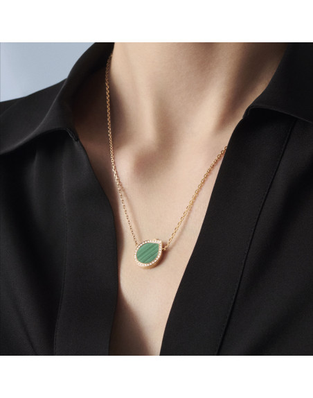 Collier Repossi Antifer or rose pavé diamant malachite