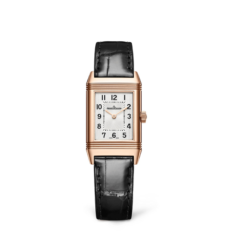 Montre Jaeger-Lecoultre Reverso Classic Monoface manuel cadran argent bracelet cuir noir 36x21 mm