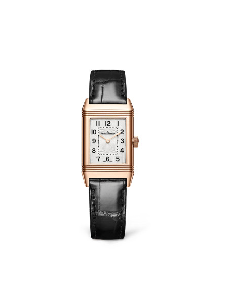 Montre Jaeger-Lecoultre Reverso Classic Monoface manuel cadran argent bracelet cuir noir 36x21 mm