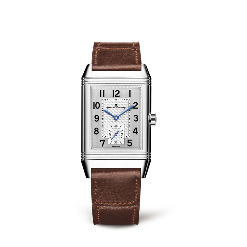 Montre Jaeger-Lecoultre Reverso Classic Duoface Small Seconds manuel cadran gris bracelet cuir 47x28 mm