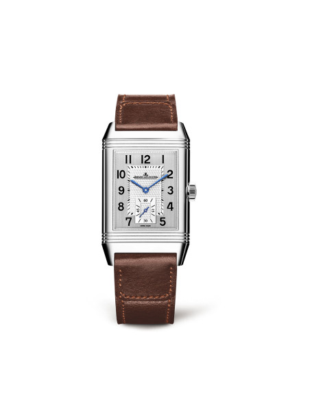 Montre Jaeger-Lecoultre Reverso Classic Duoface Small Seconds manuel cadran gris bracelet cuir 47x28 mm