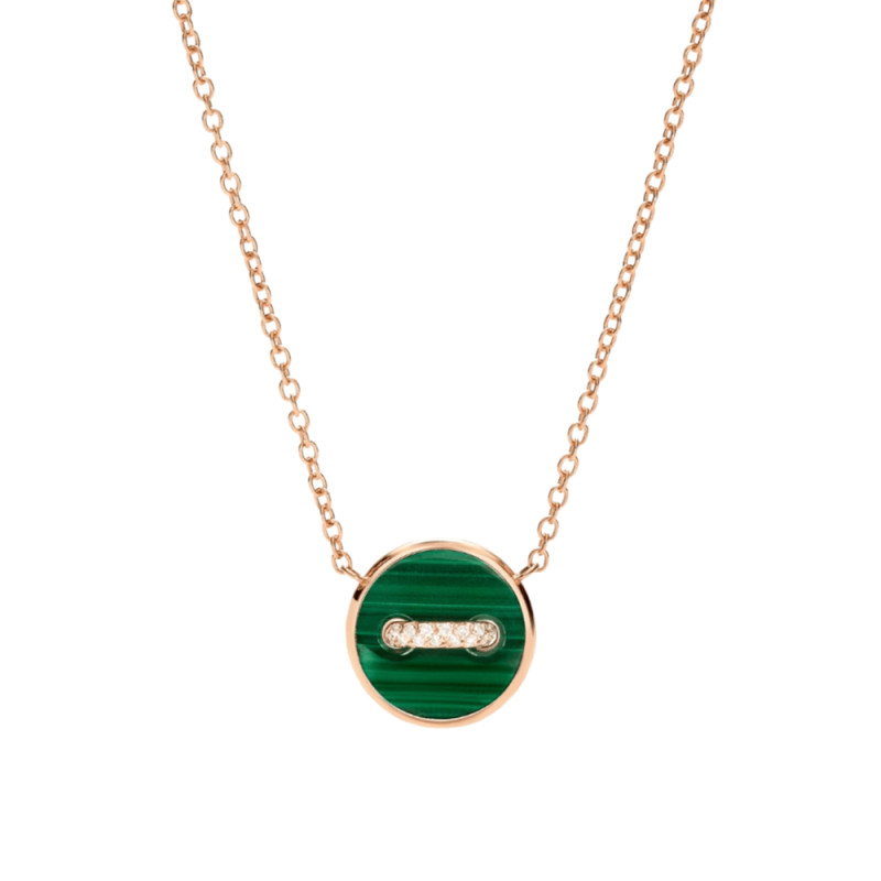 Collier Pomellato Pom Pom Dot or rose diamants malachite et nacre blanche