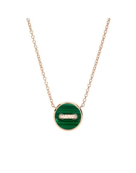 Collier Pomellato Pom Pom Dot or rose 18K diamants malachite et nacre blanche