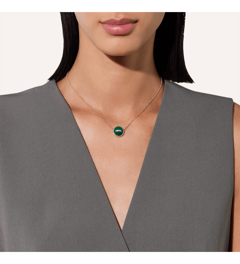 Collier Pomellato Pom Pom Dot or rose 18K diamants malachite et nacre blanche