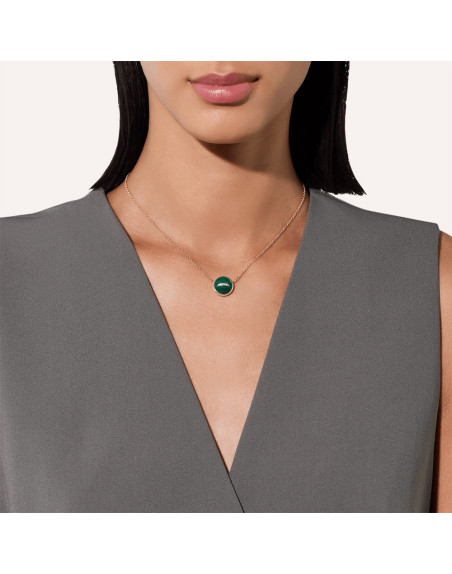 Collier Pomellato Pom Pom Dot or rose 18K diamants malachite et nacre blanche