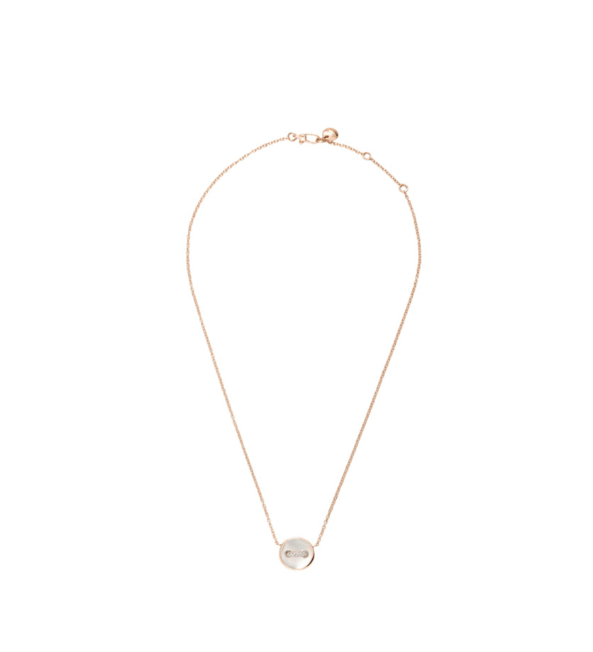 Collier Pomellato Pom Pom Dot or rose 18K diamants nacre blanche et grise