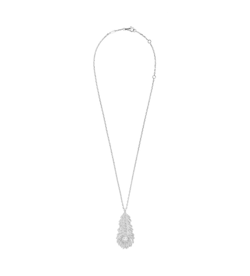 Collier Boucheron Plume de Paon or blanc diamants MM