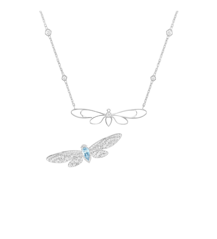 Pendentif Boucheron Cicada La Cigale or blanc diamants