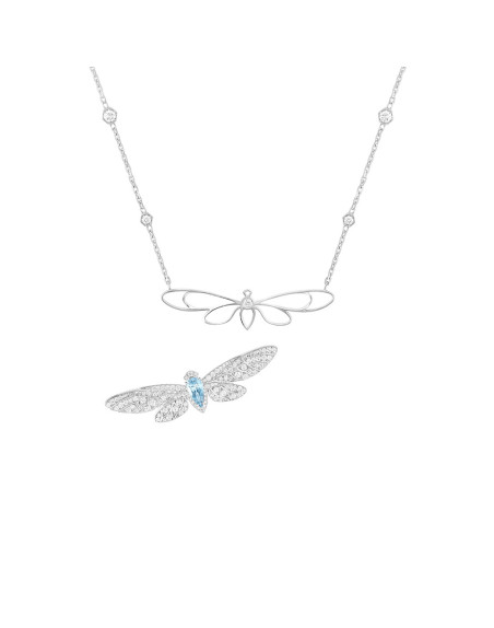 Pendentif Boucheron Cicada La Cigale or blanc diamants