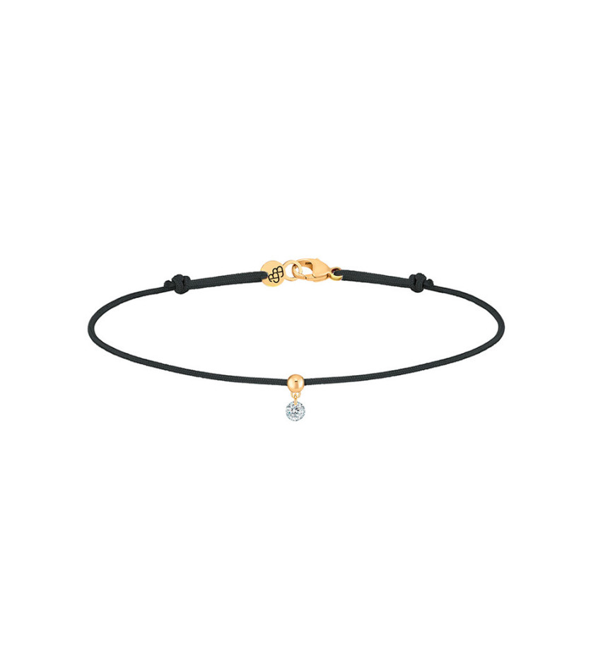 Bracelet La Brune et La Blonde Cordon BB noir or jaune diamant