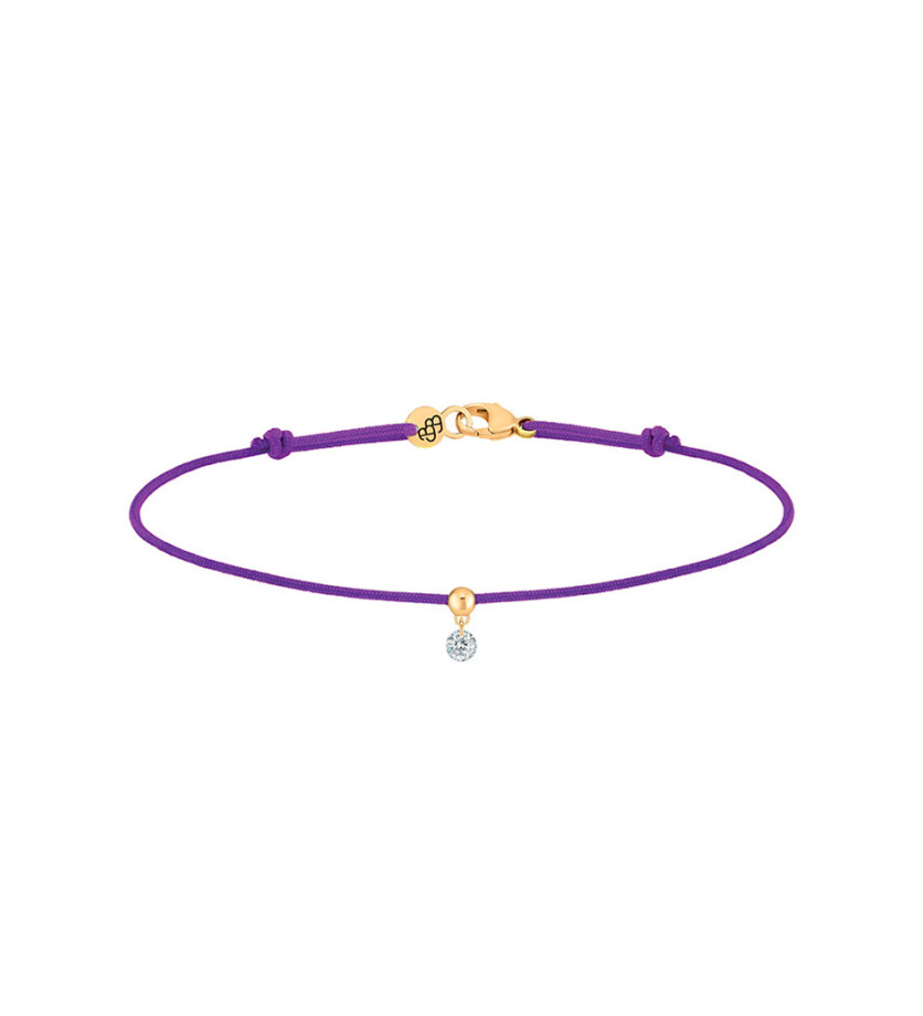 Bracelet La Brune et La Blonde Cordon BB violet or jaune diamant